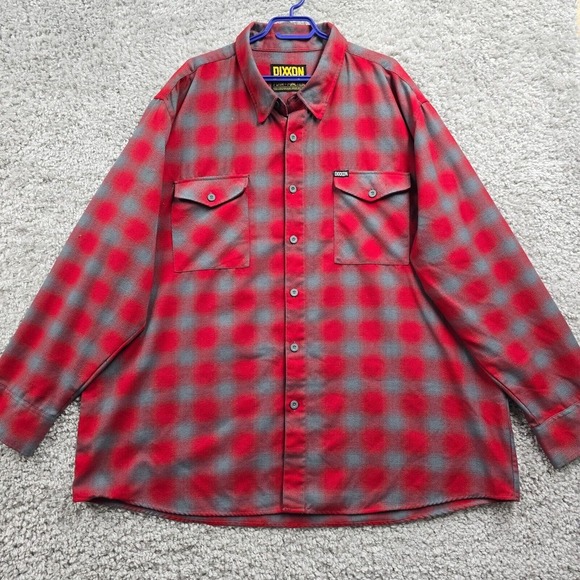 Dixxon Flannel Shirt Mens 4XL Red Gray Shadow Plaid Button Up Form and Function - Picture 2 of 11